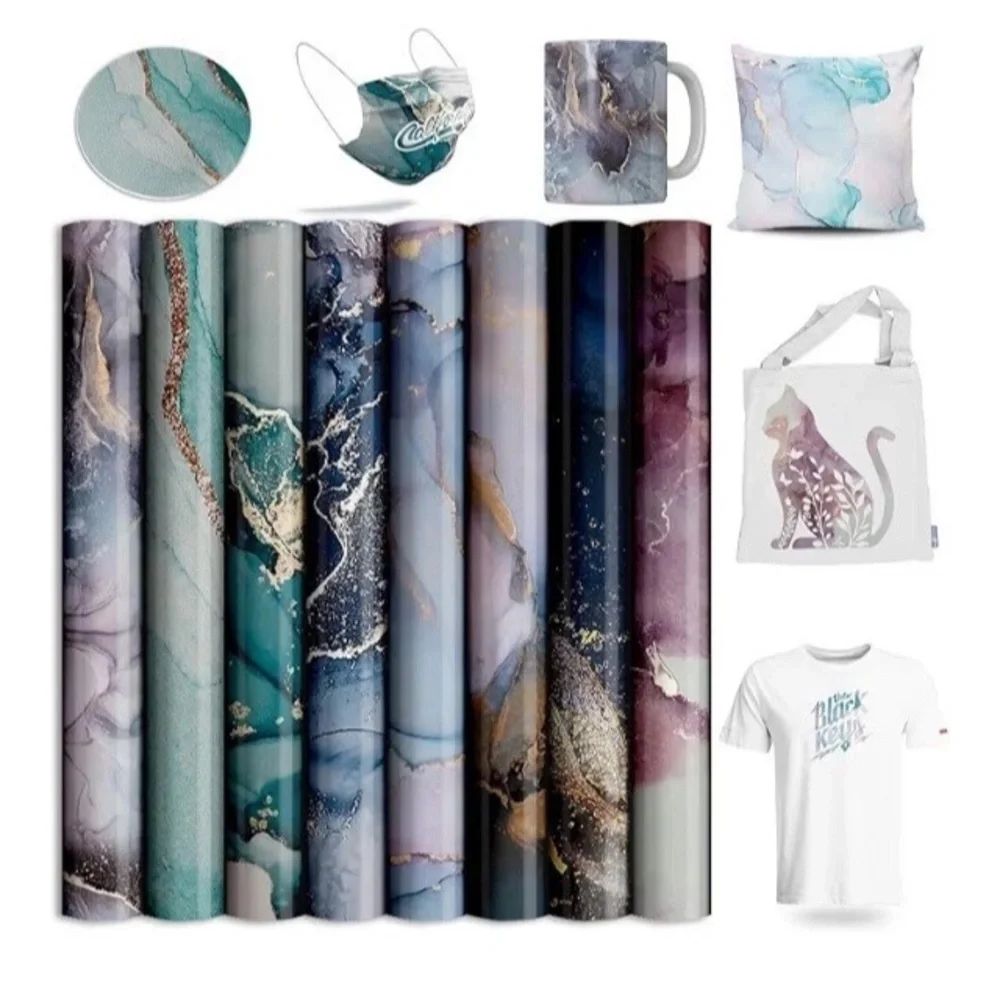 8 Rolls Marble Heat Transfer For Heat Press Iron On Tee Shirt Tumblers 12” X 12”